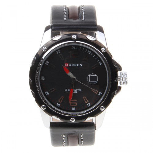Curren Men's Watch with Leather Band (Dark Chocolate 4.4cm Dial) - CUR091