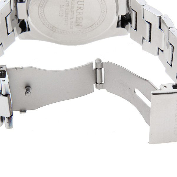 Curren Quartz Men's Stainless Steel Watch with Black Accent  (White 5.2cm Dial) - CUR095