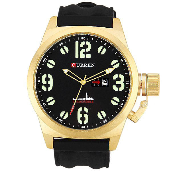 Curren Men's Watch and Silicone Band (Black 5.7cm Dial) - CUR043
