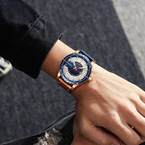 Curren Men's Waterproof Leather Band Watch (Dial 4.8cm) - CUR209