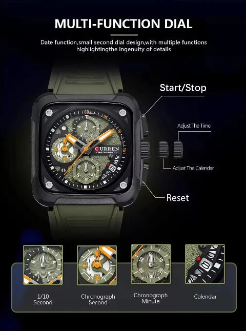 Curren Luxury Silicone Strap Men's Watch (Dial 4.2cm) - CUR228